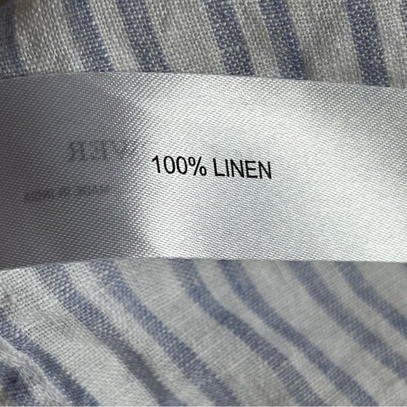 Denim & Flower Ricky Singh 100% Linen Striped Shirt Men’s Size M Roll Tab Sleeve - Picture 9 of 9